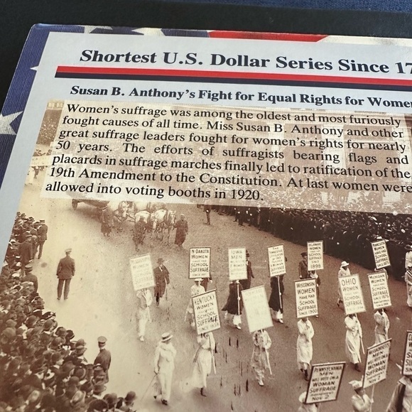 1979–1980 Susan B. Anthony Dollar Set – Uncirculated P/D/S (6 Coins) in Display - Picture 3 of 16